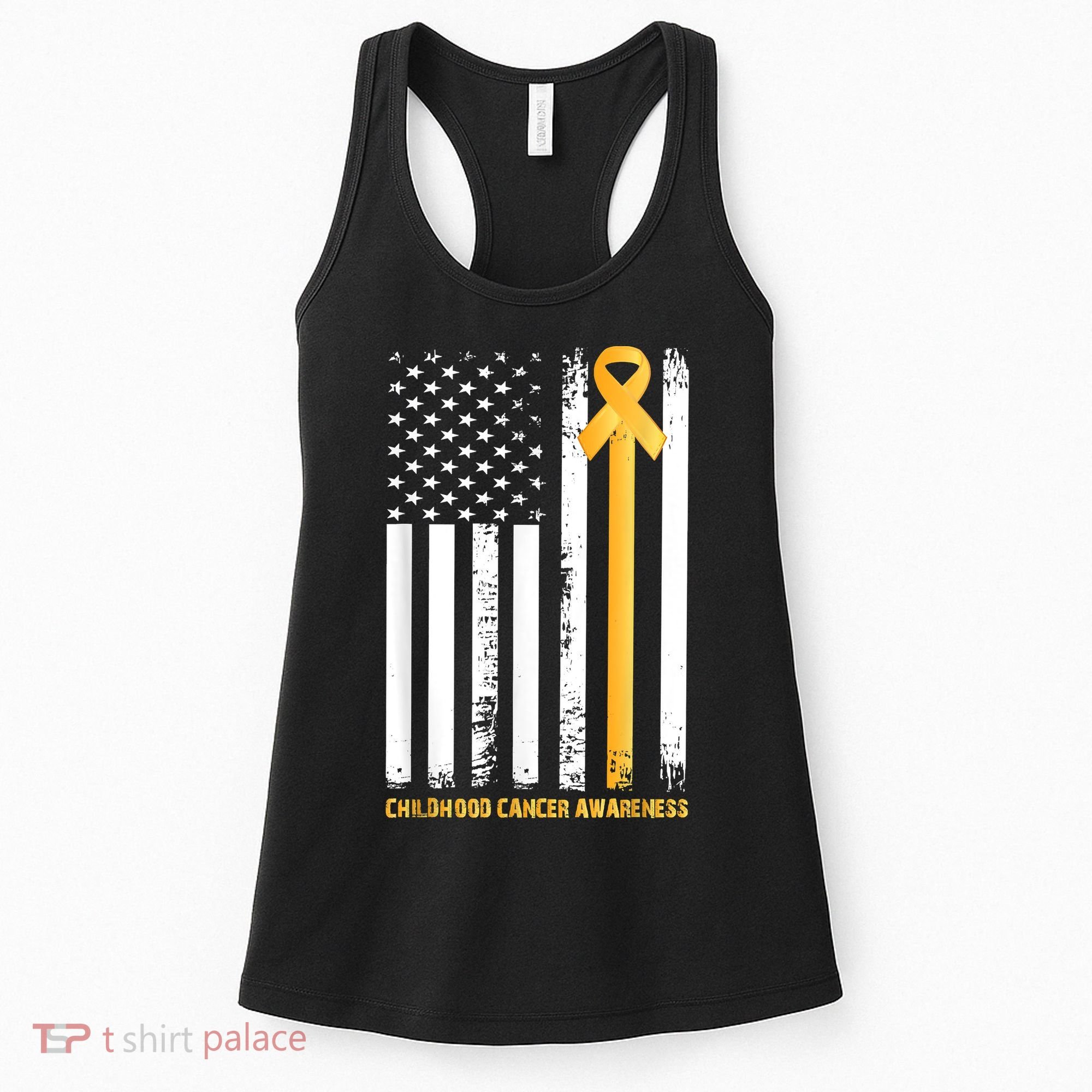 Ribbon In A Flag, Childhood Cancer Awareness Women's Tank Top