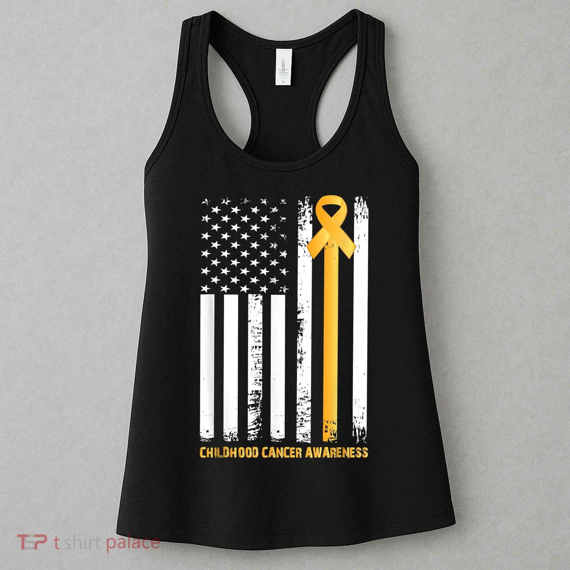 Ribbon In A Flag, Childhood Cancer Awareness Women's Tank Top