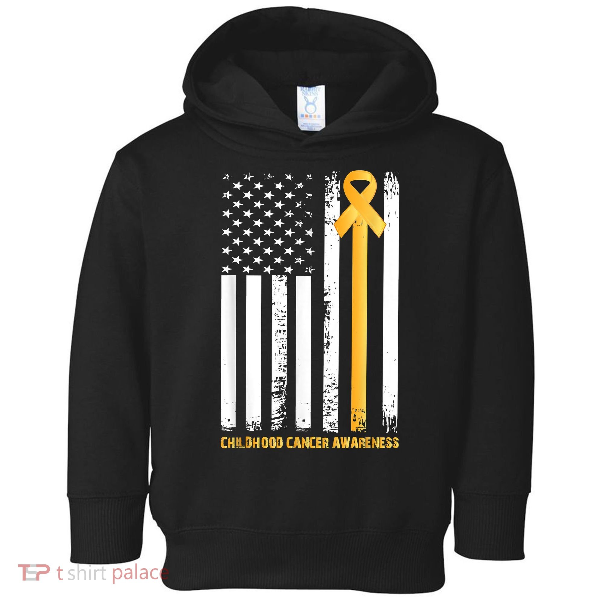 Ribbon In A Flag, Childhood Cancer Awareness Toddler Hoodie