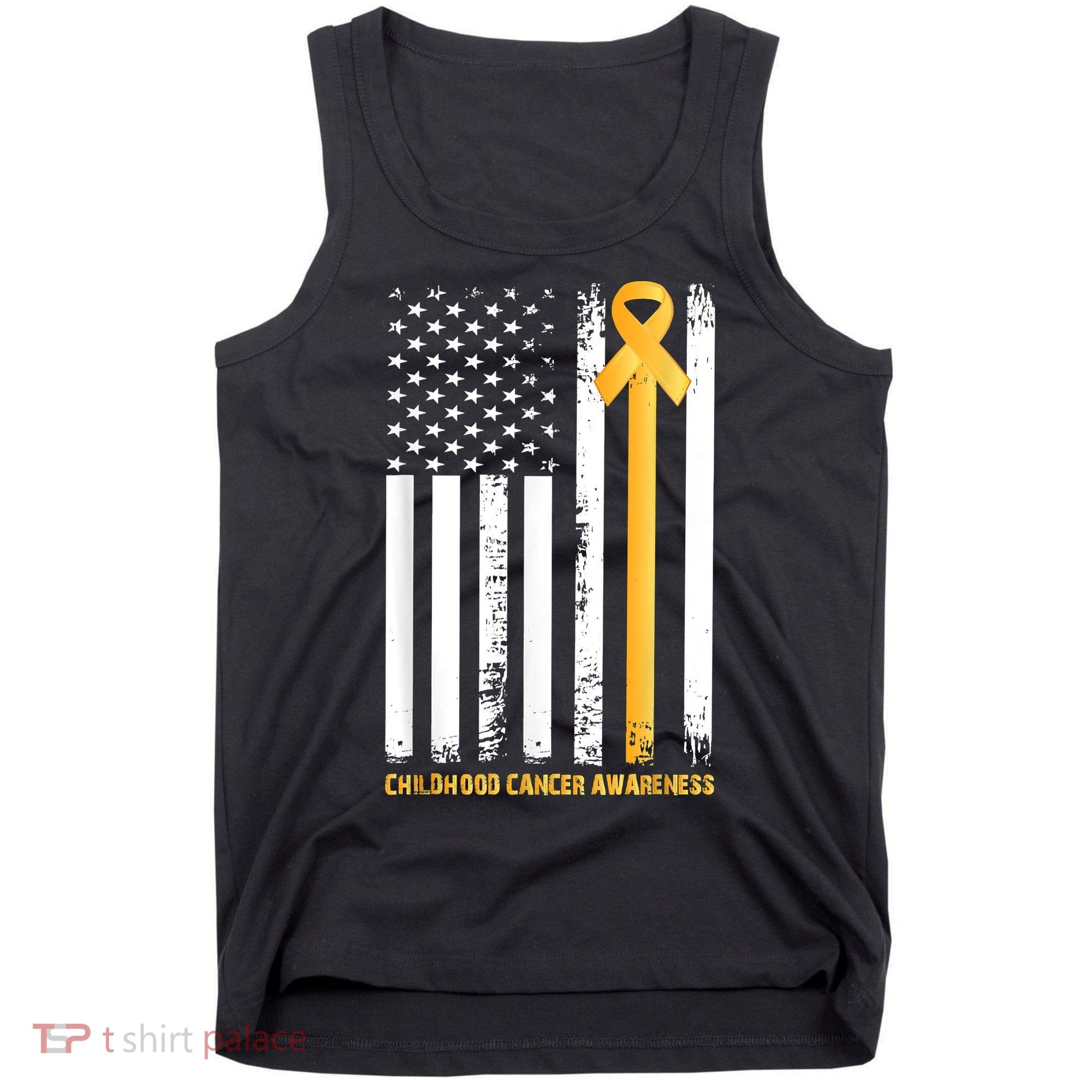 Ribbon In A Flag, Childhood Cancer Awareness Tank Top