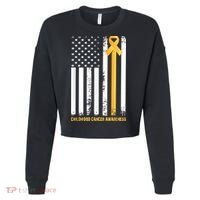 Ribbon In A Flag, Childhood Cancer Awareness Cropped Pullover Crew thumb 0