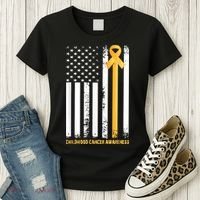 Ribbon In A Flag, Childhood Cancer Awareness Women's T-Shirt thumb 3