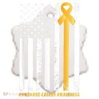 Ribbon In A Flag, Childhood Cancer Awareness Ceramic Ornament thumb 2