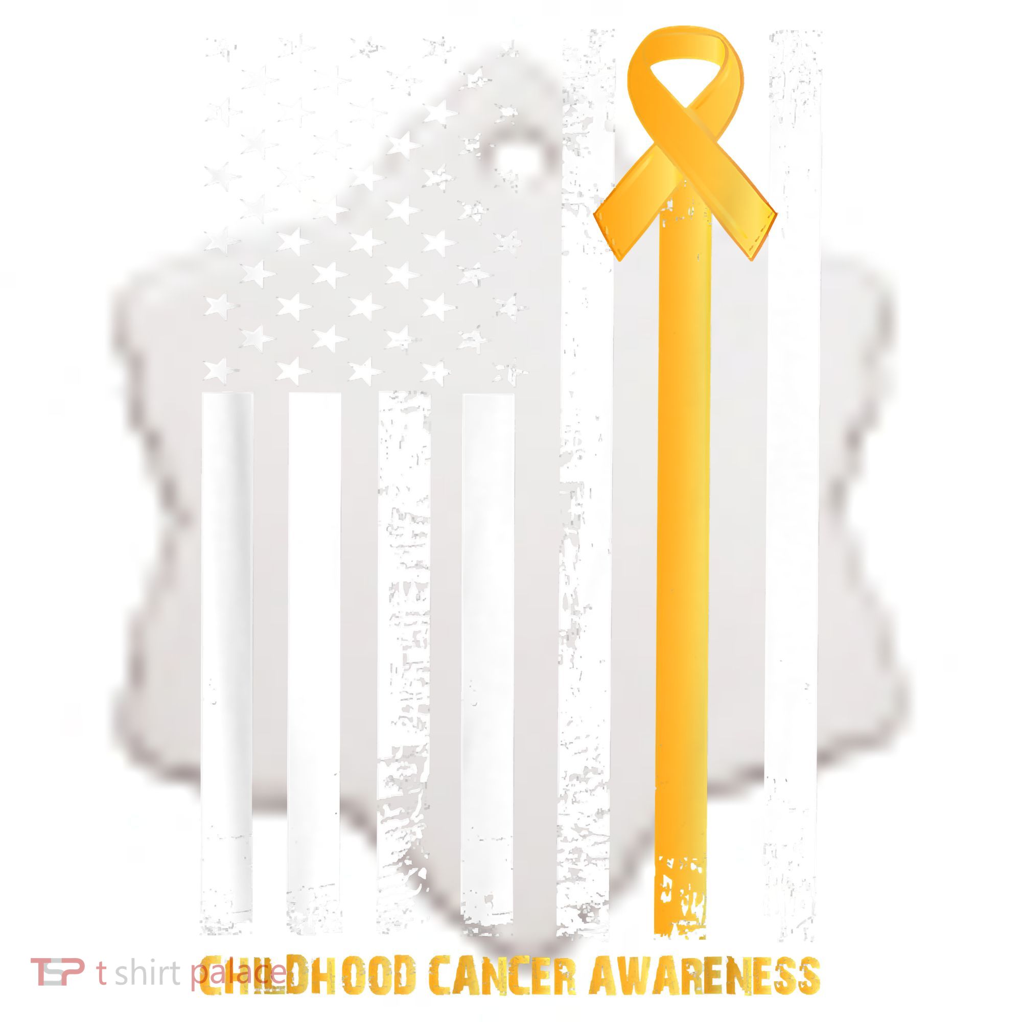 Ribbon In A Flag, Childhood Cancer Awareness Ceramic Ornament