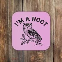 Retro I'm A Hoot Owl Bird Pun Sarcastic Jokes Women Coaster thumb 0