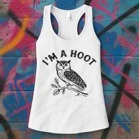 Retro I'm A Hoot Owl Bird Pun Sarcastic Jokes Women Women's Tank Top thumb 3