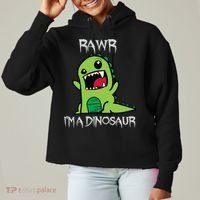 Rawr IM A Dinosaur Cartoon Trex Monster Ladies Heavyweight Boxy Pullover Hoodie thumb 0