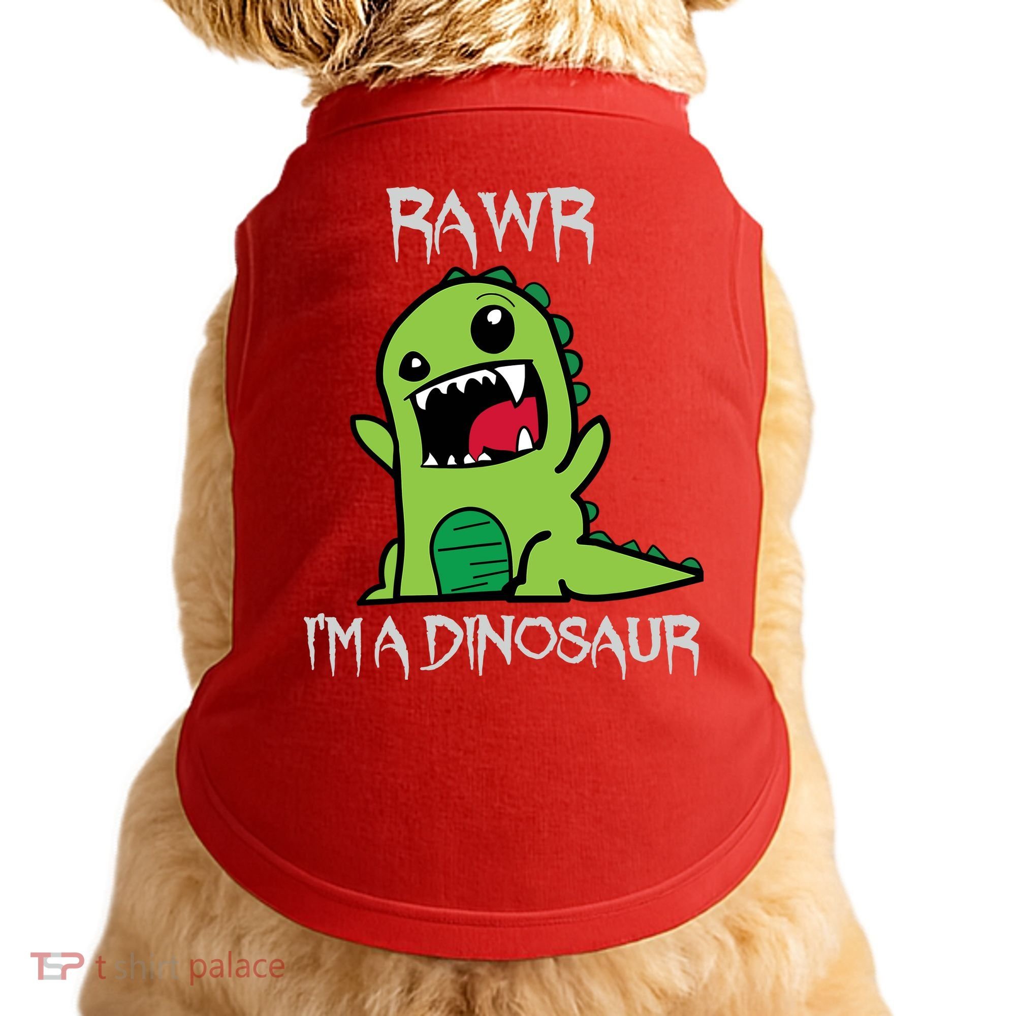 Rawr IM A Dinosaur Cartoon Trex Monster Doggie Tank