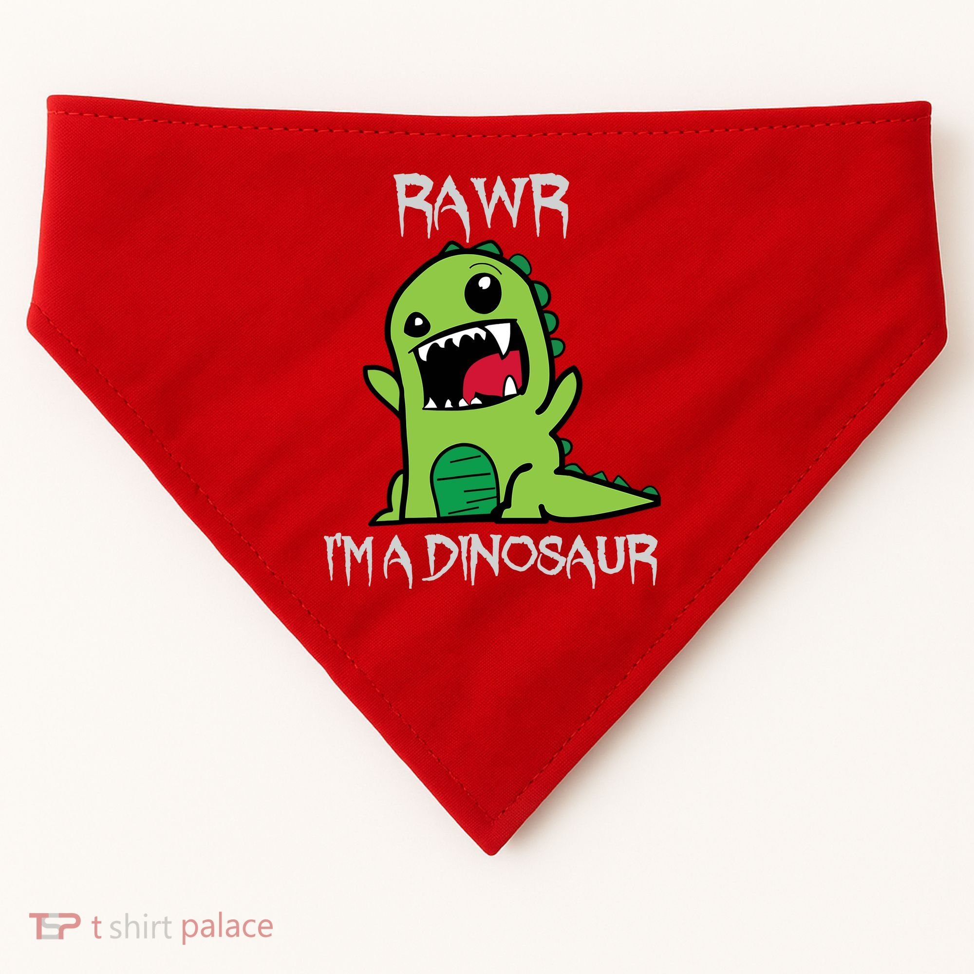 Rawr IM A Dinosaur Cartoon Trex Monster USA-Made Doggie Bandana