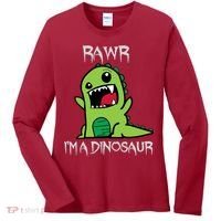 Rawr IM A Dinosaur Cartoon Trex Monster Women's Long Sleeve Shirt thumb 0