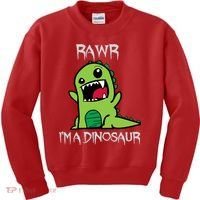 Rawr IM A Dinosaur Cartoon Trex Monster Kids Sweatshirt thumb 0