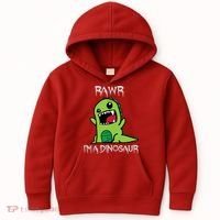 Rawr IM A Dinosaur Cartoon Trex Monster Kids Hoodie thumb 0