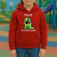 Rawr IM A Dinosaur Cartoon Trex Monster Kids Hoodie thumb 3