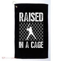 Raised In A Cage Baseball Gift Golf Towel thumb 0