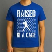 Raised In A Cage Baseball Gift T-Shirt thumb 3