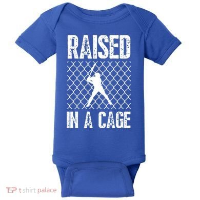 Raised In A Cage Baseball Gift Baby Bodysuit