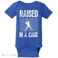 Raised In A Cage Baseball Gift Baby Bodysuit thumb 0