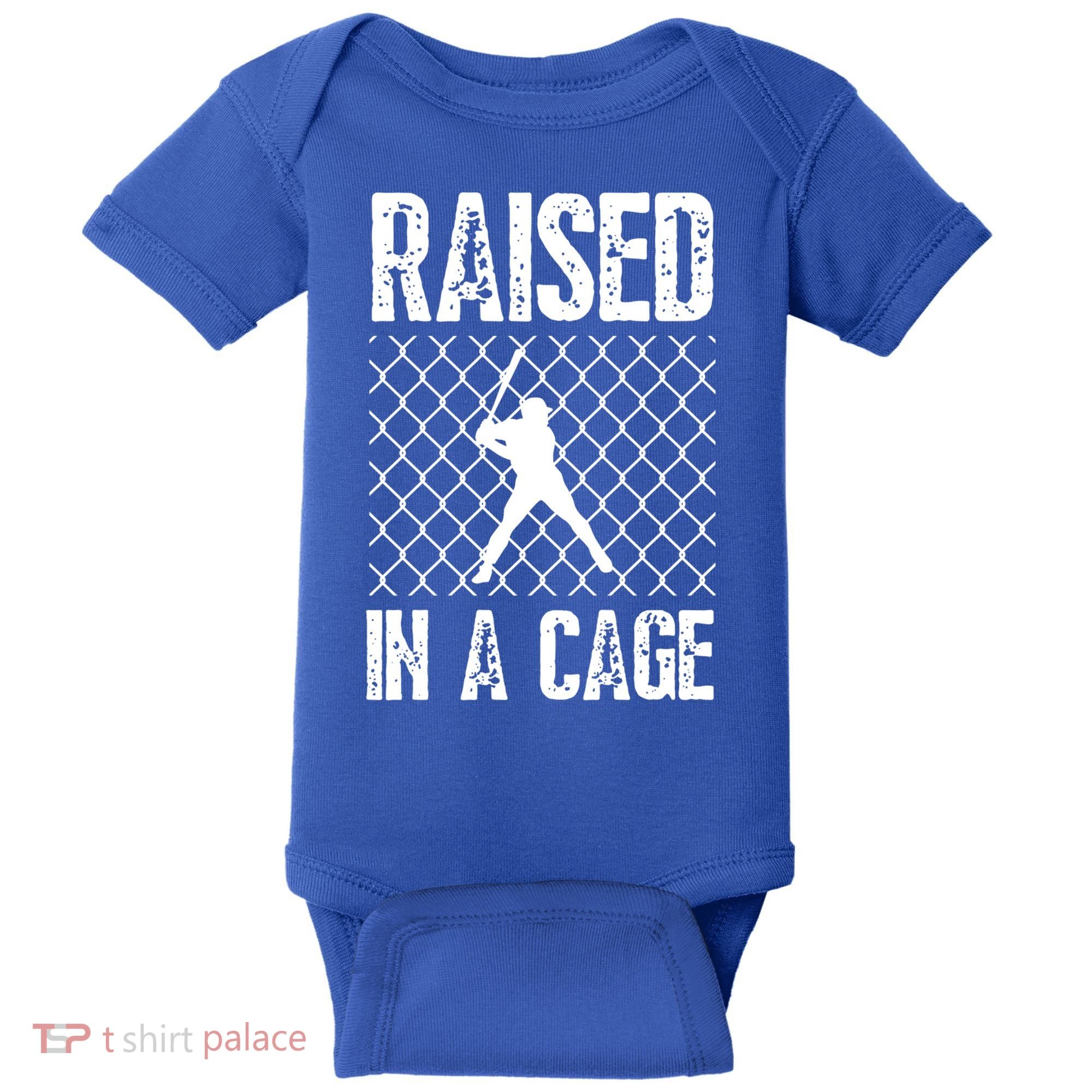 Raised In A Cage Baseball Gift Baby Bodysuit