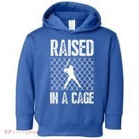 Raised In A Cage Baseball Gift Toddler Hoodie thumb 0