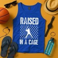 Raised In A Cage Baseball Gift Tank Top thumb 4