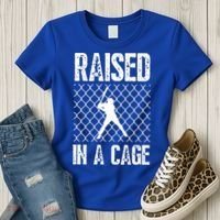 Raised In A Cage Baseball Gift Women's T-Shirt thumb 3