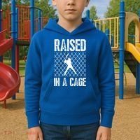 Raised In A Cage Baseball Gift Kids Hoodie thumb 2