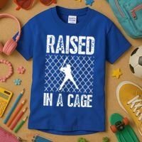 Raised In A Cage Baseball Gift Kids T-Shirt thumb 3