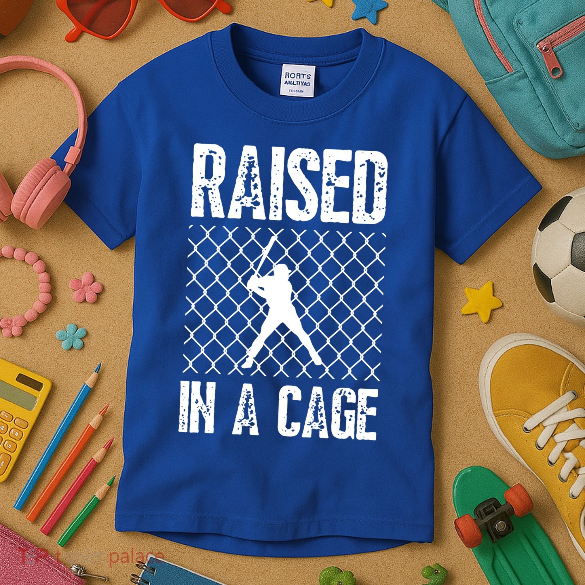 Raised In A Cage Baseball Gift Kids T-Shirt