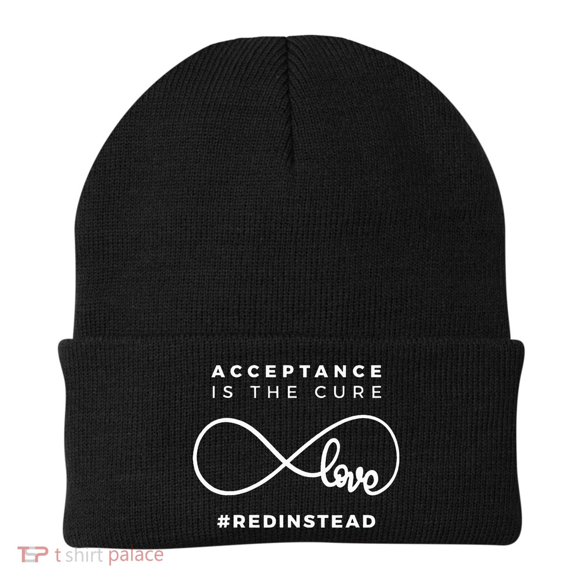 Red Instead Acceptance Of Autism Beanie