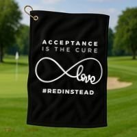Red Instead Acceptance Of Autism Golf Towel thumb 1