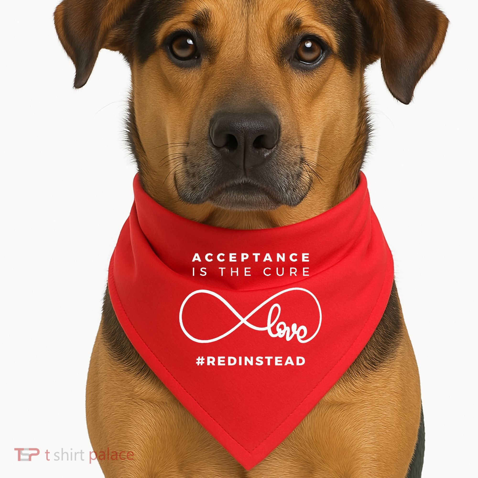 Red Instead Acceptance Of Autism USA-Made Doggie Bandana