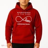 Red Instead Acceptance Of Autism Hoodie thumb 2