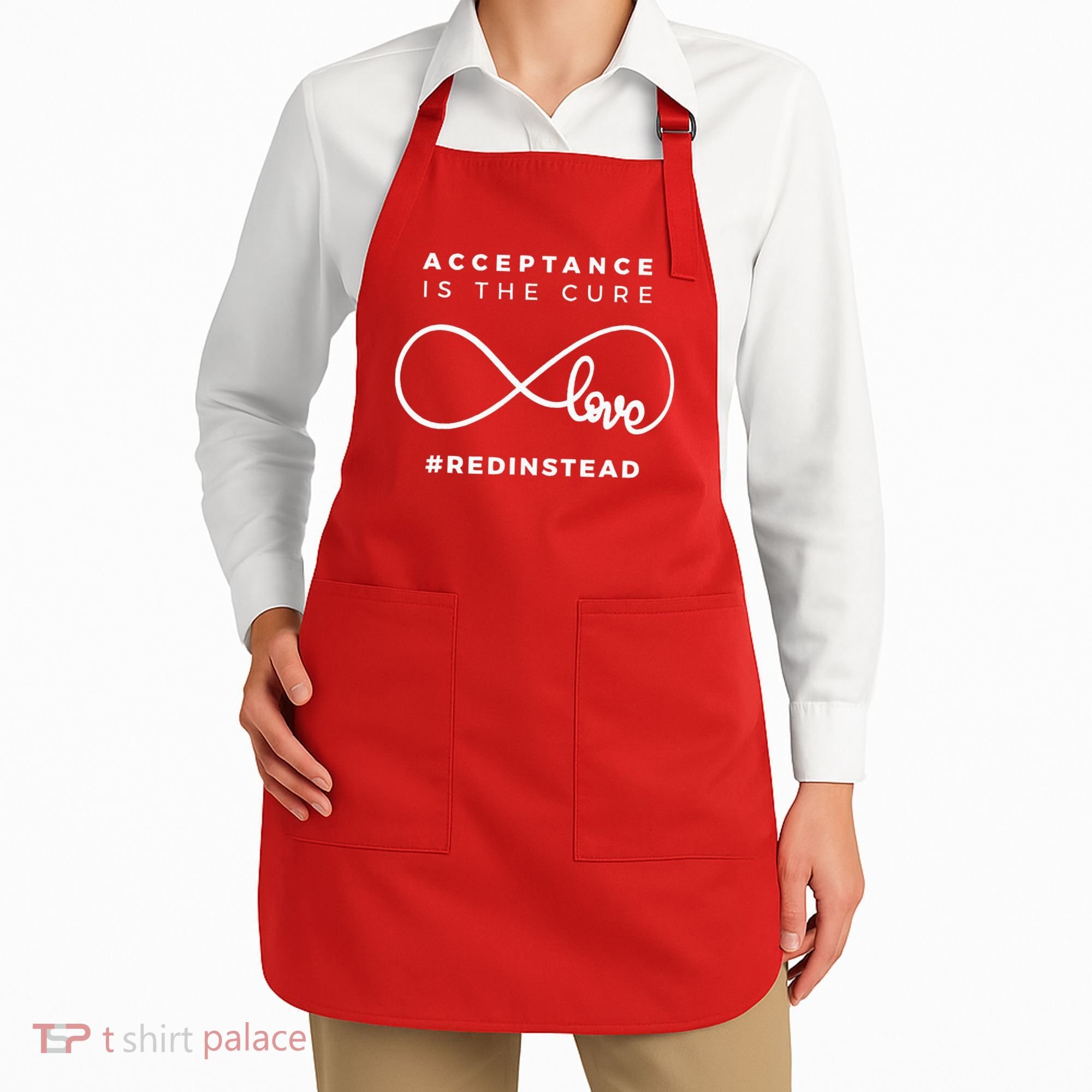 Red Instead Acceptance Of Autism Apron