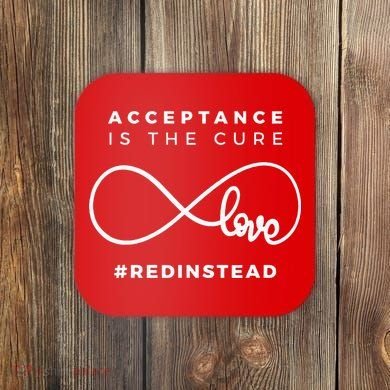 Red Instead Acceptance Of Autism Coaster
