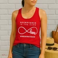 Red Instead Acceptance Of Autism Women's Tank Top thumb 2