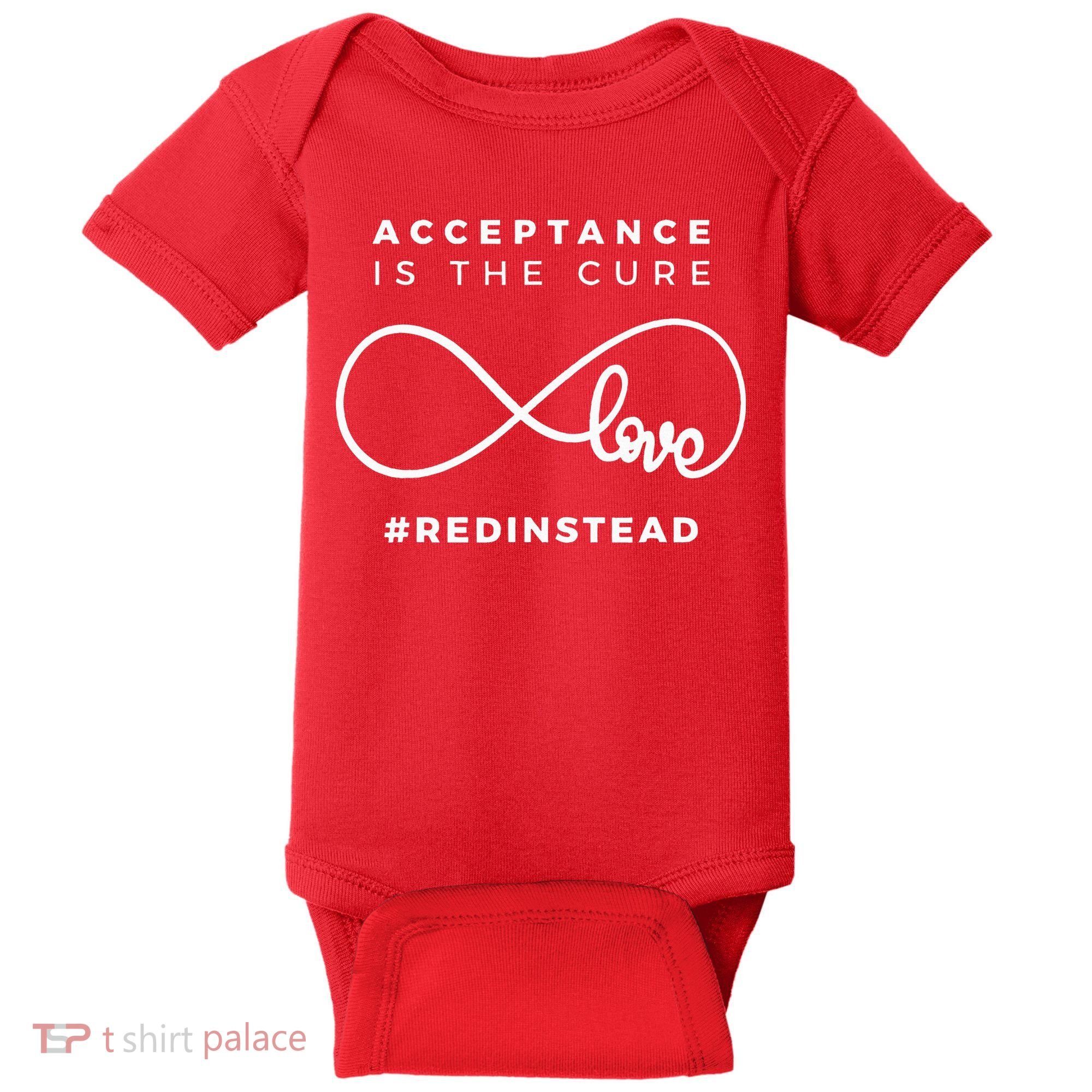 Red Instead Acceptance Of Autism Baby Bodysuit