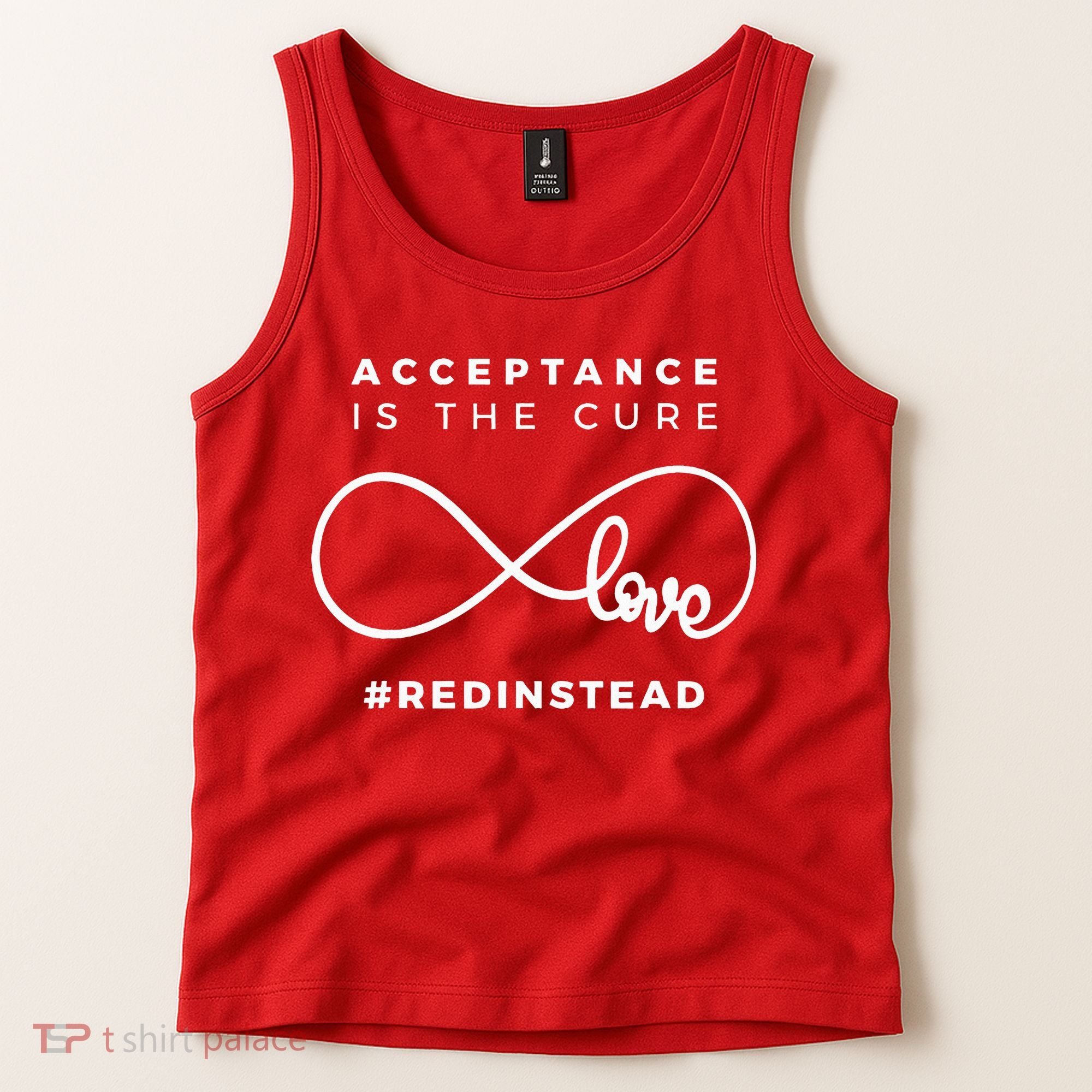 Red Instead Acceptance Of Autism Tank Top