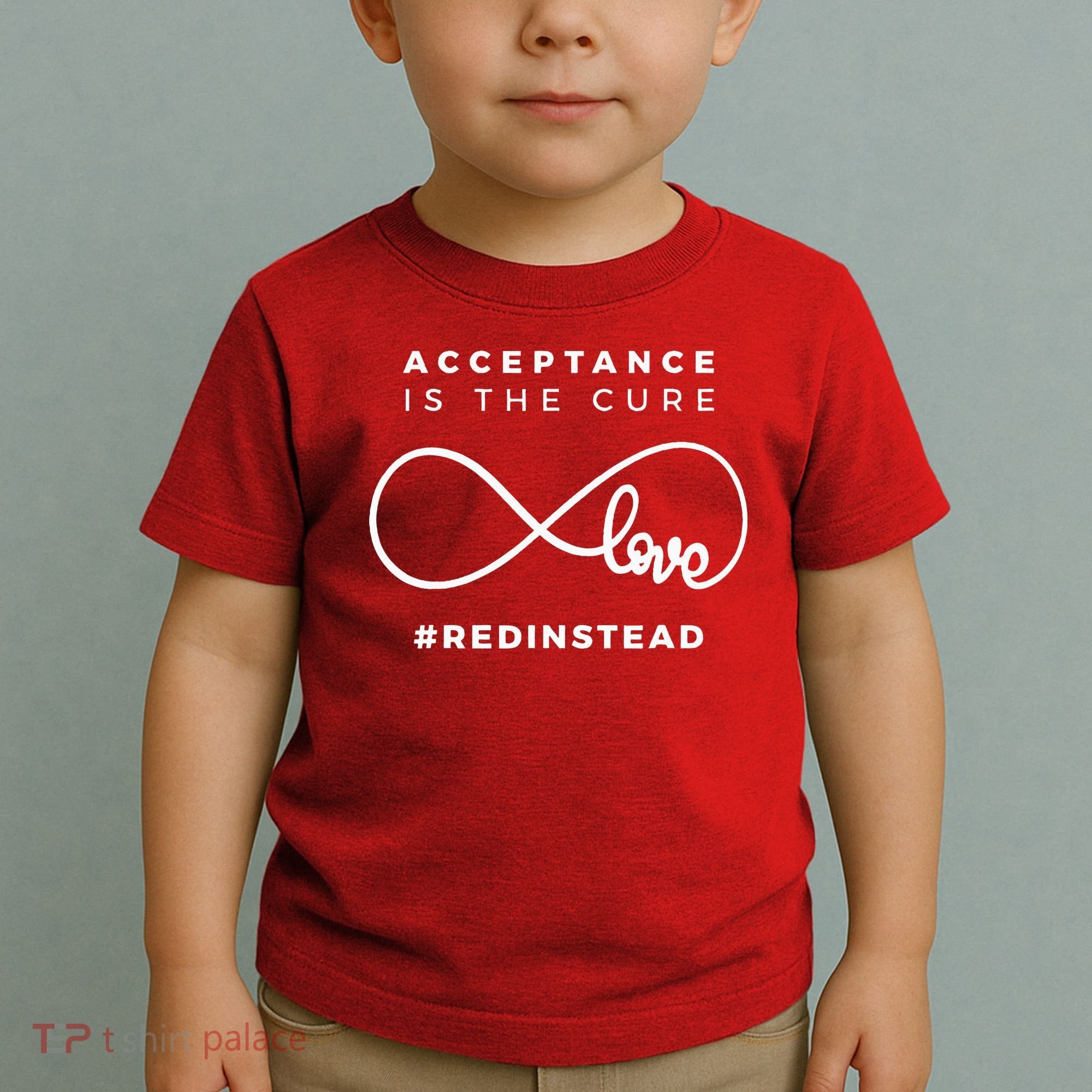 Red Instead Acceptance Of Autism Toddler T-Shirt