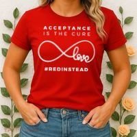 Red Instead Acceptance Of Autism Women's T-Shirt thumb 2