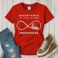 Red Instead Acceptance Of Autism Women's T-Shirt thumb 3