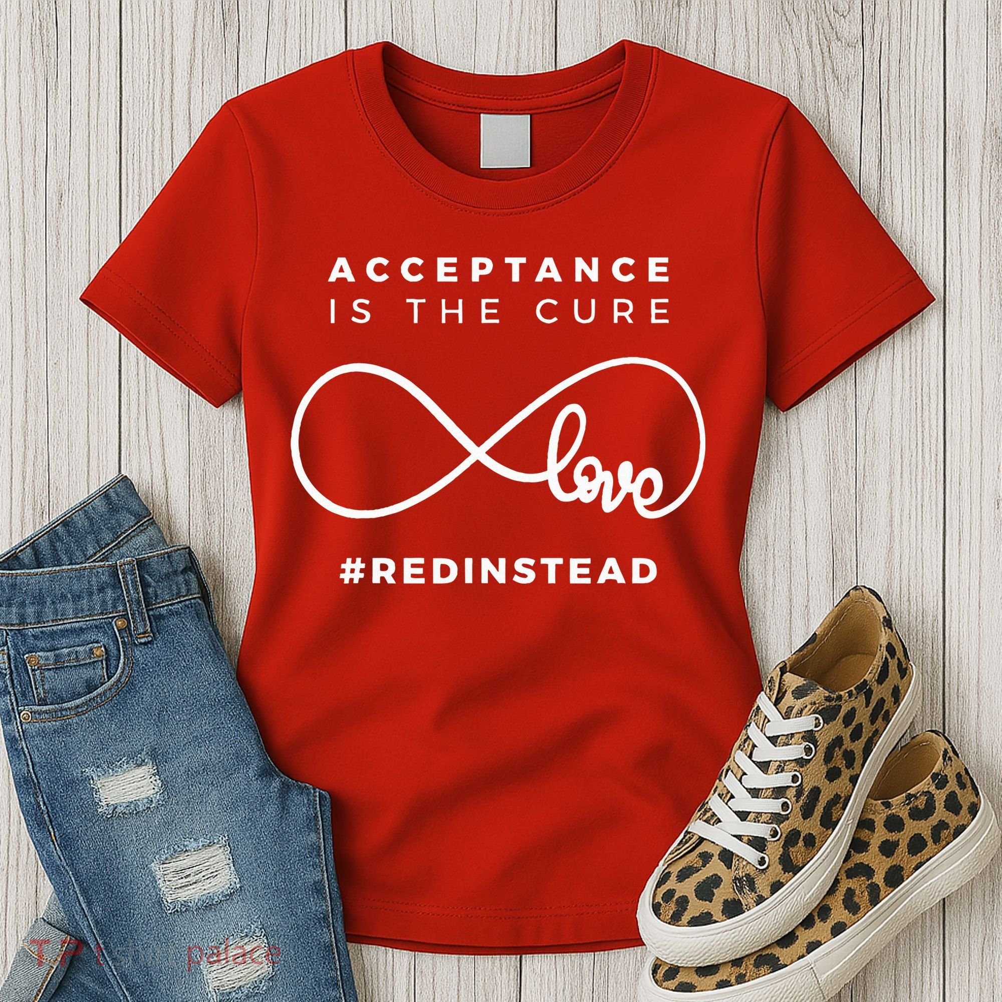 Red Instead Acceptance Of Autism Women's T-Shirt
