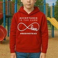 Red Instead Acceptance Of Autism Kids Hoodie thumb 2