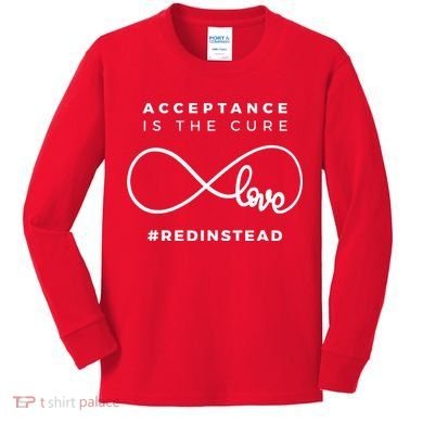 Red Instead Acceptance Of Autism Kids Long Sleeve Shirt