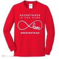 Red Instead Acceptance Of Autism Kids Long Sleeve Shirt thumb 0