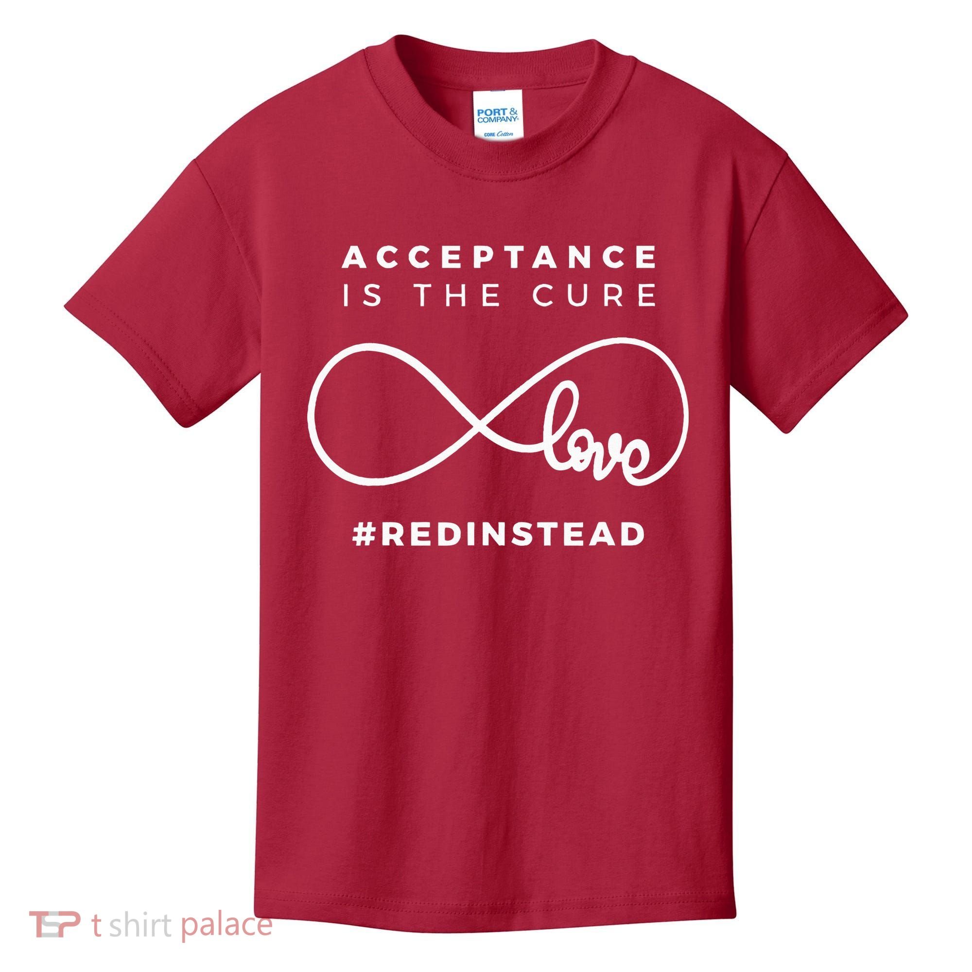 Red Instead Acceptance Of Autism Kids T-Shirt