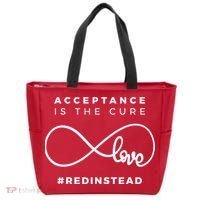 Red Instead Acceptance Of Autism Tote Bag thumb 0