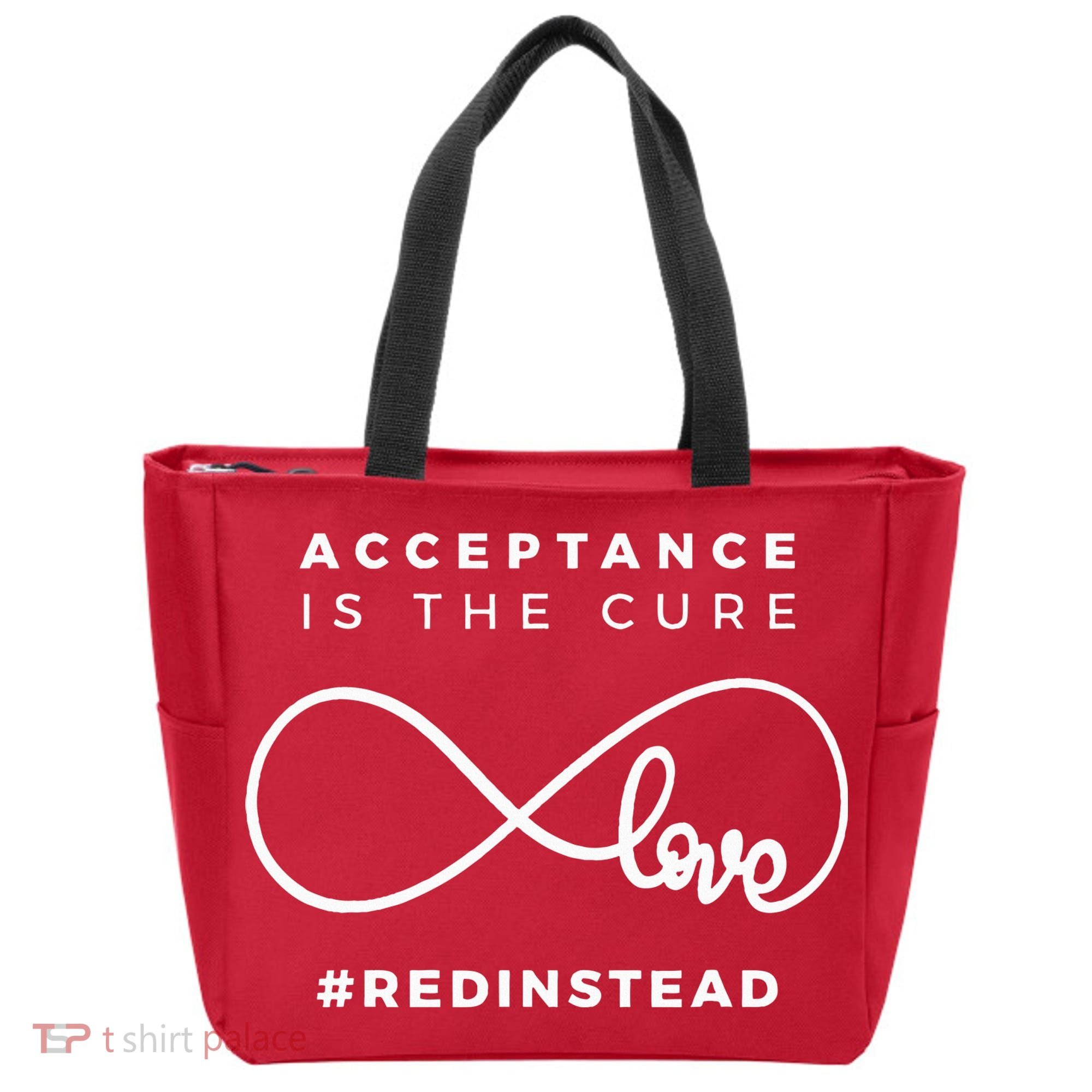 Red Instead Acceptance Of Autism Tote Bag