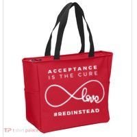 Red Instead Acceptance Of Autism Tote Bag thumb 2