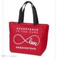 Red Instead Acceptance Of Autism Tote Bag thumb 3