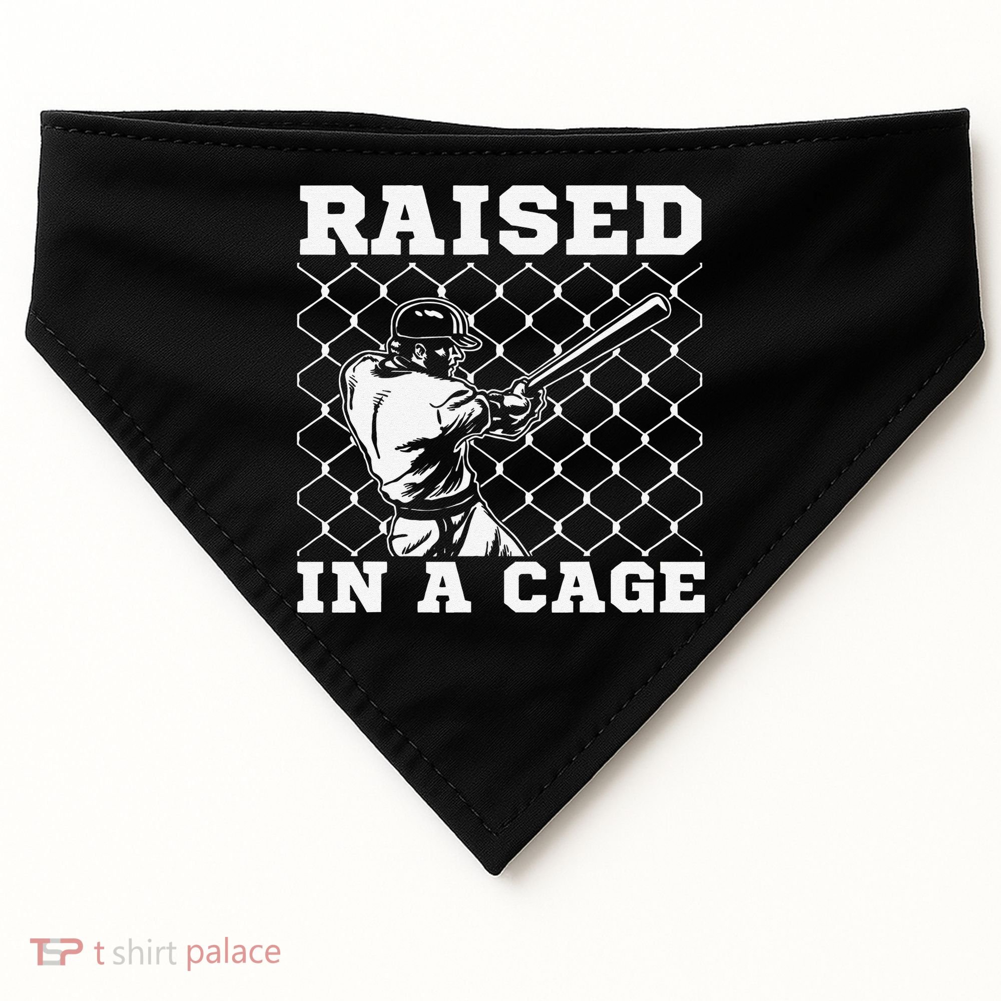 Raised In A Cage Baseball Training Batter Catcher Pitch USA-Made Doggie Bandana